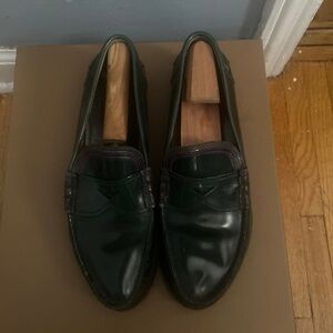 Prada Men's Dark Green Leather Loafers